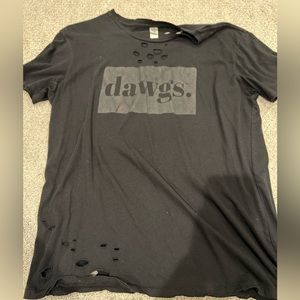 “dawgs” ripped black t shirt